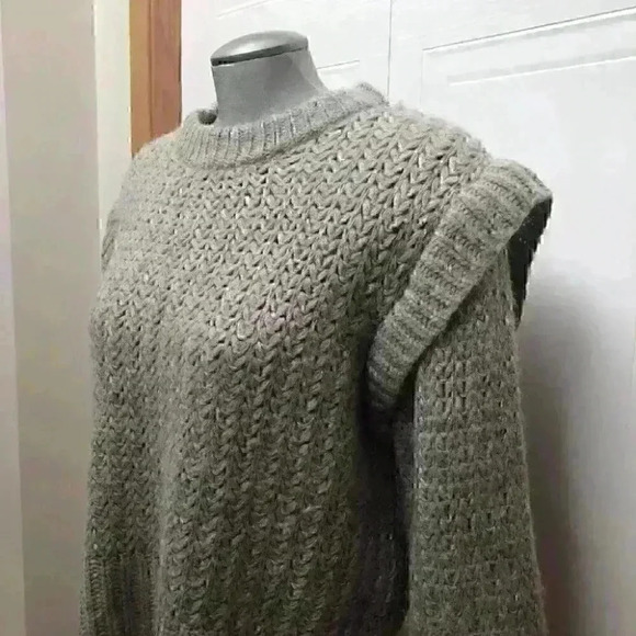 Express Knit Sweater Vest Oversized Alpaca Wool Preppy Neutral - Picture 3 of 9